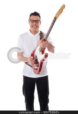 To use this stock image in your creative project, please select the size you need over to the right and click the "Add to Cart" button.
Your downloaded image will come with the Cutcaster watermark removed so don’t worry about the watermark you see on this page. Young guitarist playing guitar stock photo, Young guitarist isolated on white background by Ishay Botbol