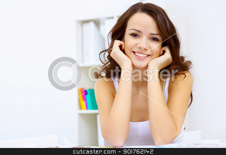 Student girl Student girl stock photo, Student girl studying her lessons at home by Sergey Nivens