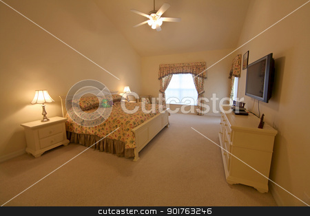 To use this stock image in your creative project, please select the size you need over to the right and click the "Add to Cart" button.
Your downloaded image will come with the Cutcaster watermark removed so don’t worry about the watermark you see on this page. King Master Bedroom stock photo, King Master Bedroom, an Interior Shot of a Home by Lucy Clark