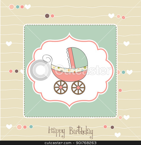 Babies Prams on Baby Card With Pram Vector Illustration   Download Abstract Royalty
