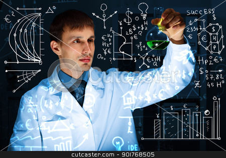 Young scientist in laboratory Young scientist in laboratory stock photo, Young scientist in laboratory in white uniform by Sergey Nivens