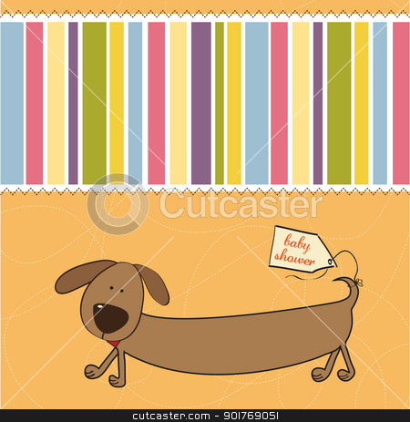 Funny Baby Shower on Funny Baby Shower Card With Long Dog Stock Vector Clipart  Funny Baby