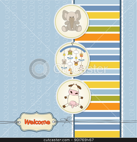 To use this stock image in your creative project, please select the size you need over to the right and click the "Add to Cart" button.
Your downloaded image will come with the Cutcaster watermark removed so don’t worry about the watermark you see on this page. baby shower card with toys stock vector clipart, baby shower card with toys by balasoiu