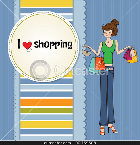 To use this stock image in your creative project, please select the size you need over to the right and click the "Add to Cart" button.
Your downloaded image will come with the Cutcaster watermark removed so don’t worry about the watermark you see on this page. pretty young lady at shopping stock vector clipart, pretty young lady at shopping by balasoiu