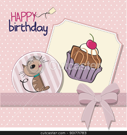 To use this stock image in your creative project, please select the size you need over to the right and click the "Add to Cart" button.
Your downloaded image will come with the Cutcaster watermark removed so don’t worry about the watermark you see on this page. birthday greeting card with a cat waiting to eat a cake stock vector clipart, birthday greeting card with a cat waiting to eat a cake by balasoiu