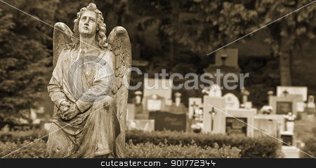 To use this stock image in your creative project, please select the size you need over to the right and click the "Add to Cart" button.
Your downloaded image will come with the Cutcaster watermark removed so don’t worry about the watermark you see on this page. Angel statue stock photo, A prayer angel's statue in a cemetery. by Balazs Szabo