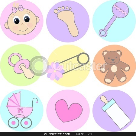 Newborn baby icons newborn baby icons stock vector clipart, newborn baby icons by Popocorn
