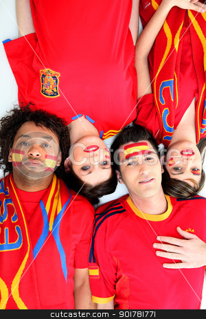To use this stock image in your creative project, please select the size you need over to the right and click the "Add to Cart" button.
Your downloaded image will come with the Cutcaster watermark removed so don’t worry about the watermark you see on this page. Spanish football fans stock photo, Spanish football fans by photography33
