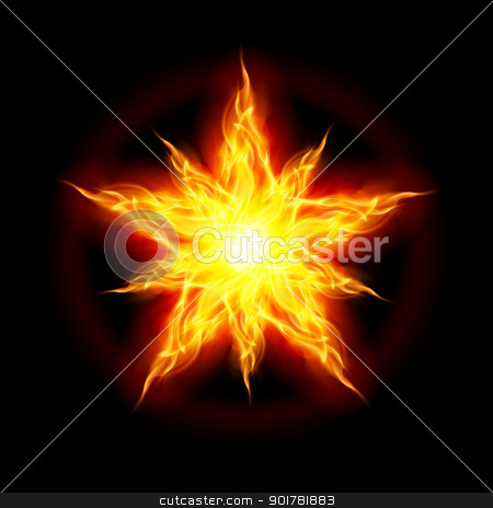Fire star Fire star stock photo, Abstract Fire star. The form of the first. Illustration on black background by dvarg