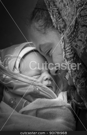 Mother and daugher Mother and daugher stock photo, A mother holding her new born son by derejeb