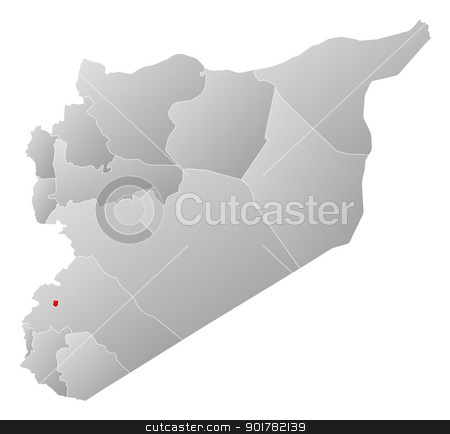 To use this stock image in your creative project, please select the size you need over to the right and click the "Add to Cart" button.
Your downloaded image will come with the Cutcaster watermark removed so don’t worry about the watermark you see on this page. Map of Syria, Damascus highlighted stock vector clipart, Political map of Syria with the several governorates where Damascus is highlighted. by Schwabenblitz