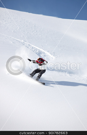 To use this stock image in your creative project, please select the size you need over to the right and click the "Add to Cart" button.
Your downloaded image will come with the Cutcaster watermark removed so don’t worry about the watermark you see on this page. A snowboarder floating down a mountain stock photo, A snowboarder floating down a mountain by photography33