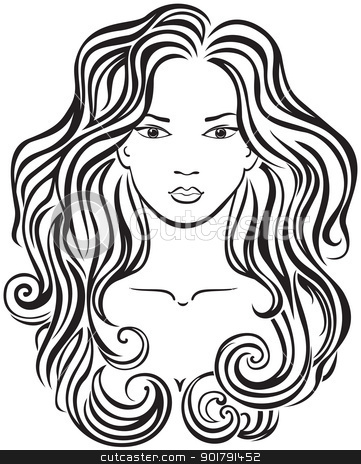 To use this stock image in your creative project, please select the size you need over to the right and click the "Add to Cart" button.
Your downloaded image will come with the Cutcaster watermark removed so don’t worry about the watermark you see on this page. Beautiful girl's face stock vector clipart, Elegant line art of a beautiful girl by Allaya