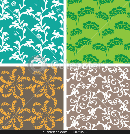 To use this stock image in your creative project, please select the size you need over to the right and click the "Add to Cart" button.
Your downloaded image will come with the Cutcaster watermark removed so don’t worry about the watermark you see on this page. Four seamless backgrounds stock vector clipart, Decorative graphic color curly seamless background patterns by Allaya