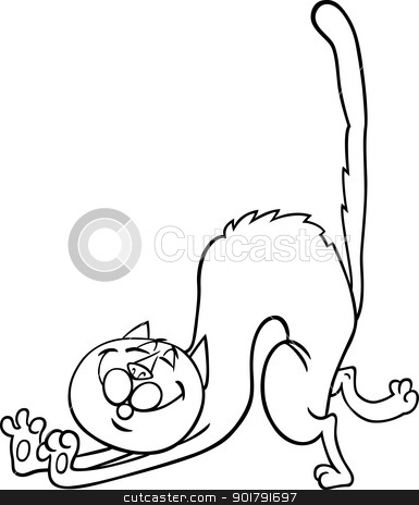 Coloring on Stretching Cat Cartoon For Coloring Vector Illustration Download Cat