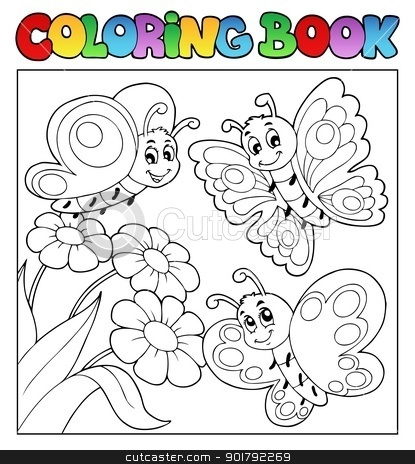 Butterfly Coloring on Coloring Book With Butterflies 3 Stock Vector Clipart  Coloring Book
