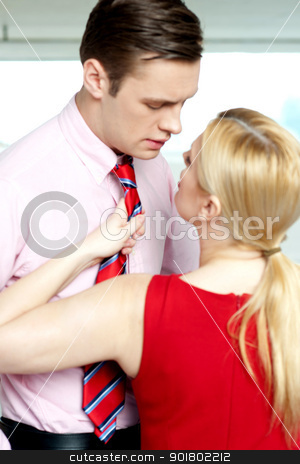 To use this stock image in your creative project, please select the size you need over to the right and click the "Add to Cart" button.
Your downloaded image will come with the Cutcaster watermark removed so don’t worry about the watermark you see on this page. Female secretary forcing boss to love her stock photo, Female secretary forcing boss to love her. Holding him from tie by Ishay Botbol