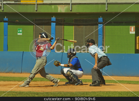 To use this stock image in your creative project, please select the size you need over to the right and click the "Add to Cart" button.
Your downloaded image will come with the Cutcaster watermark removed so don’t worry about the watermark you see on this page. Baseball game stock photo, NOVARA, ITALY - JULY 7: Baseball game Novara (blue)-Bologna (purple) 1-17, Italian Serie A. Bologna center fielder Leonardo De Donno hits a ball. July 7, 2012 by Fabio Alcini