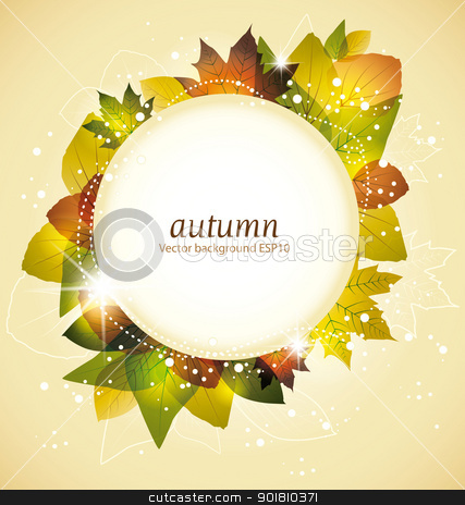 Leaves leaves stock vector clipart, colorful autumn leaves with frame for text by Miroslava Hlavacova