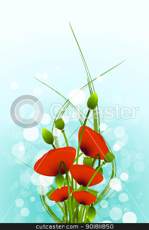 To use this stock image in your creative project, please select the size you need over to the right and click the "Add to Cart" button.
Your downloaded image will come with the Cutcaster watermark removed so don’t worry about the watermark you see on this page. Flower background stock vector clipart, Abstract Background with red poppy flowers and bokeh by Vadym Nechyporenko