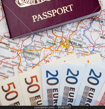 Passport, Euros and Berlin Map Passport, Euros and Berlin Map stock photo, Passport, Euros and Berlin Map. by Chris Dorney