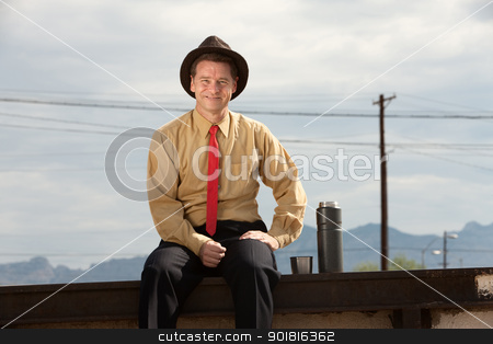 To use this stock image in your creative project, please select the size you need over to the right and click the "Add to Cart" button.
Your downloaded image will come with the Cutcaster watermark removed so don’t worry about the watermark you see on this page. Businessman Relaxes stock photo, Smiling Caucasian businessman with hand on thigh by Scott Griessel