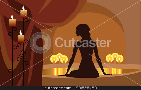 To use this stock image in your creative project, please select the size you need over to the right and click the "Add to Cart" button.
Your downloaded image will come with the Cutcaster watermark removed so don’t worry about the watermark you see on this page. At Spa stock vector clipart, Vector silhouette of a woman at spa procedures by Vanda Grigorovic