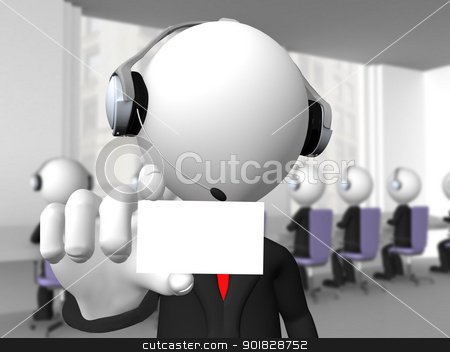 To use this stock image in your creative project, please select the size you need over to the right and click the "Add to Cart" button.
Your downloaded image will come with the Cutcaster watermark removed so don’t worry about the watermark you see on this page. Call center operator with headphones and microphone showing a bl stock photo, Call center operator with headphones and microphone showing a blank card by dacasdo