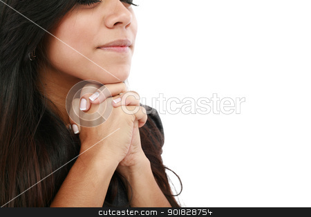 To use this stock image in your creative project, please select the size you need over to the right and click the "Add to Cart" button.
Your downloaded image will come with the Cutcaster watermark removed so don’t worry about the watermark you see on this page. Closeup portrait of a young woman praying stock photo, Closeup portrait of a young woman praying by dacasdo
