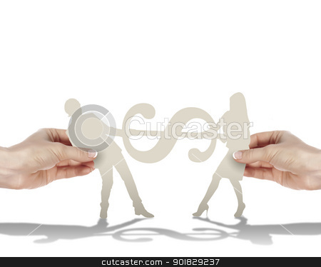 Human figures with a euro mark human figures with a euro mark stock photo, Two human figures holding a currence mark by Sergey Nivens