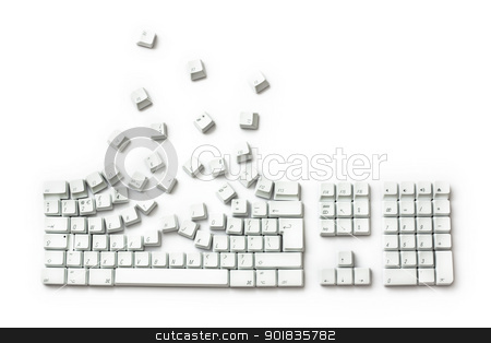 Keyboard Exploding Keyboard Exploding stock photo, Keyboard Exploding - Keys Breakout isolated on white by Darren Pullman