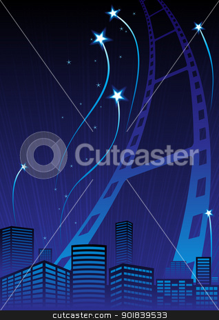 To use this stock image in your creative project, please select the size you need over to the right and click the "Add to Cart" button.
Your downloaded image will come with the Cutcaster watermark removed so don’t worry about the watermark you see on this page. Grand Premiere stock vector clipart, Poster with film and fireworks over city by Oxygen64