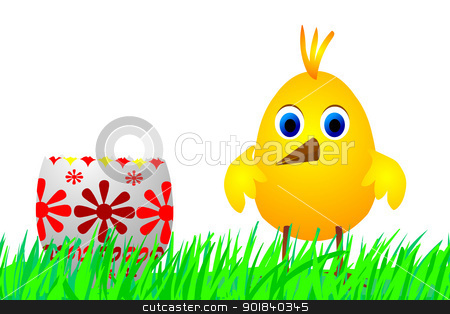 Easter egg and chick Easter egg and chick stock photo, Illustration of the chick and Easter egg - cartoon drawing by Siloto