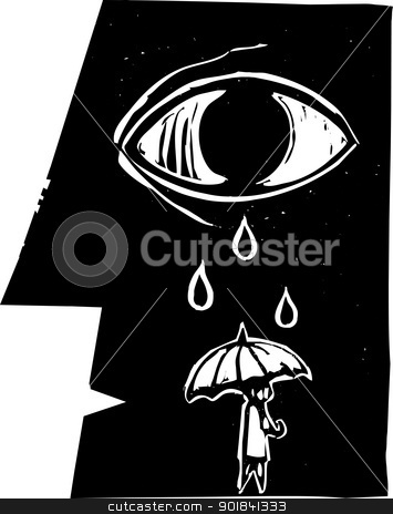 To use this stock image in your creative project, please select the size you need over to the right and click the "Add to Cart" button.
Your downloaded image will come with the Cutcaster watermark removed so don’t worry about the watermark you see on this page. Umbrella Tears stock vector clipart, Tears from a profile of a face fall on an umbrella carrying person. by Jeffrey Thompson
