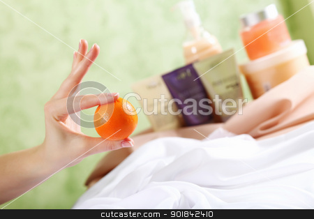 Female hands and manicure related objects Female hands and manicure related objects stock photo, Female hands and manicure related objects in spa salon by Sergey Nivens