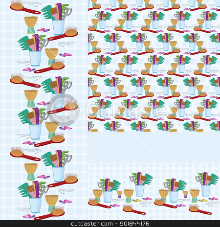 Beauty salon combs and brushes horizontal and vertical seamless pattern Beauty salon combs and brushes horizontal and vertical seamless pattern stock vector clipart, Beauty salon combs and brushes horizontal and vertical seamless pattern by Zebra-Finch