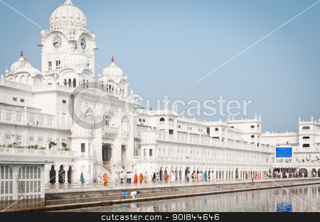 To use this stock image in your creative project, please select the size you need over to the right and click the "Add to Cart" button.
Your downloaded image will come with the Cutcaster watermark removed so don’t worry about the watermark you see on this page. Harmandir Sahib Complex stock photo, Amritsar, India - August 26, 2011: Pilgrims walk in the Harmandir Sahib Complex, the spiritual and cultural center of the Sikh religion by Iryna Rasko
