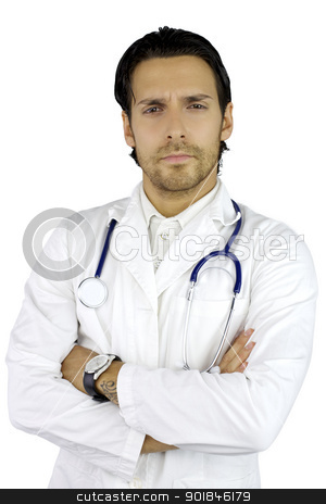 To use this stock image in your creative project, please select the size you need over to the right and click the "Add to Cart" button.
Your downloaded image will come with the Cutcaster watermark removed so don’t worry about the watermark you see on this page. Cool good looking serious doctor stock photo, Serious good looking doctor with beard standing by federico marsicano