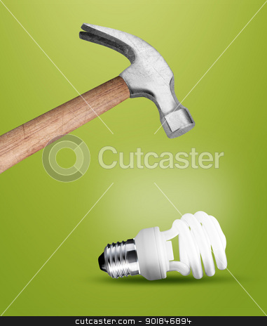 To use this stock image in your creative project, please select the size you need over to the right and click the "Add to Cart" button.
Your downloaded image will come with the Cutcaster watermark removed so don’t worry about the watermark you see on this page. Hammer stock photo, Hammer hitting a lightbulb . by Designsstock