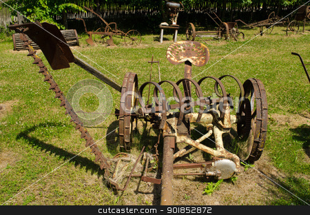 To use this stock image in your creative project, please select the size you need over to the right and click the "Add to Cart" button.
Your downloaded image will come with the Cutcaster watermark removed so don’t worry about the watermark you see on this page. retro grass cut harvest agriculture machinery stock photo, Vintage rusty grass cutting and harvesting agricultural machinery equipment. by sauletas