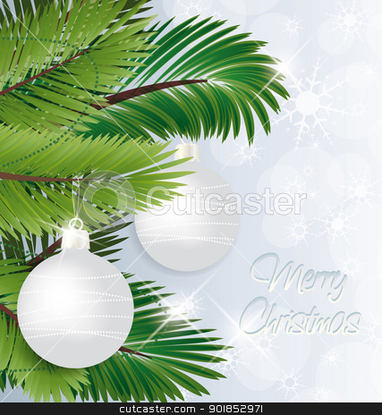 To use this stock image in your creative project, please select the size you need over to the right and click the "Add to Cart" button.
Your downloaded image will come with the Cutcaster watermark removed so don’t worry about the watermark you see on this page. Christmas background stock vector clipart, Christmas background with baubles and christmas tree by Miroslava Hlavacova