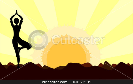To use this stock image in your creative project, please select the size you need over to the right and click the "Add to Cart" button.
Your downloaded image will come with the Cutcaster watermark removed so don’t worry about the watermark you see on this page. Dawn Yoga stock vector clipart, A woman practicing yoga at either sunset or senrise - useful for a advertisement or magazine page backdrop. by Kotto