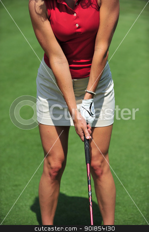 To use this stock image in your creative project, please select the size you need over to the right and click the "Add to Cart" button.
Your downloaded image will come with the Cutcaster watermark removed so don’t worry about the watermark you see on this page. Full Grip stock photo, A lady golfer demonstrating a proper grip on the golf club by Jim Fitzroy