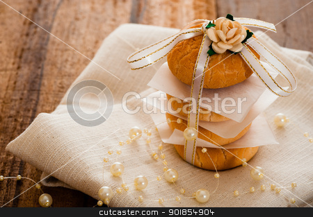Vanilla cookies Vanilla cookies stock photo, Vanilla cookies as present on napkin and wooden table by p.studio66