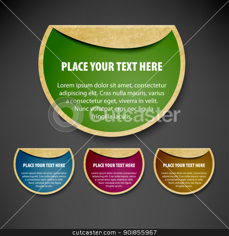 To use this stock image in your creative project, please select the size you need over to the right and click the "Add to Cart" button.
Your downloaded image will come with the Cutcaster watermark removed so don’t worry about the watermark you see on this page. Retro labels. stock vector clipart, Speech bubbles set. Vector illustration Eps 10. by vtorous