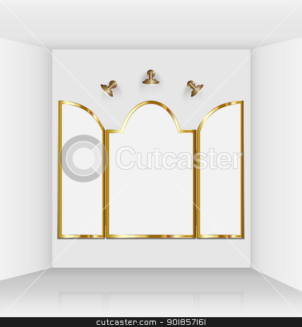 Virtual art gallery with gothic frames Virtual art gallery with gothic frames stock vector clipart, Virtual art gallery with composed gothic empty frames made ready for art imposition by Vladimir Repka