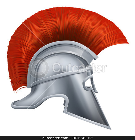 Ancient Greek Warrior Helmet Ancient Greek Warrior Helmet stock vector clipart, Illustration of side on Spartan helmet or Trojan helmet also called a Corinthian helmet. Versions also used by the Romans. by Christos Georghiou