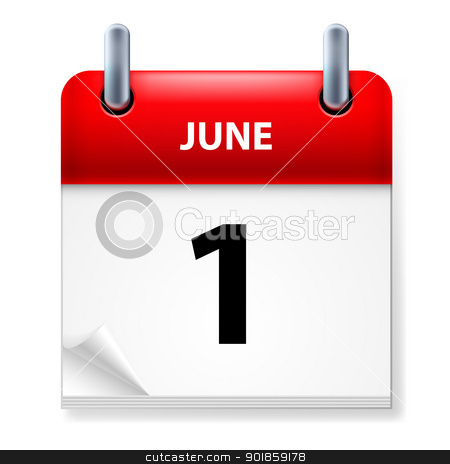 Calendar Calendar stock photo, First June in Calendar icon on white background by dvarg