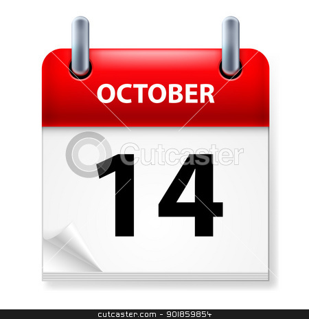 Calendar Calendar stock photo, Fourteenth October in Calendar icon on white background by dvarg