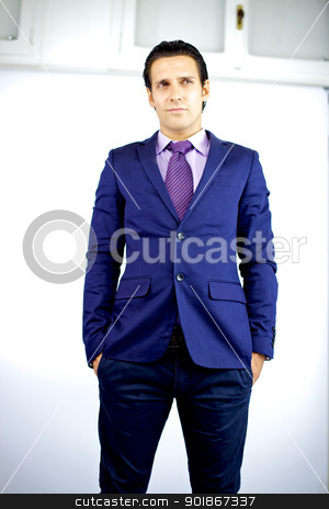 To use this stock image in your creative project, please select the size you need over to the right and click the "Add to Cart" button.
Your downloaded image will come with the Cutcaster watermark removed so don’t worry about the watermark you see on this page. Handsome businessman thinking stock photo, attractive young cool businessman thinking standing by federico marsicano